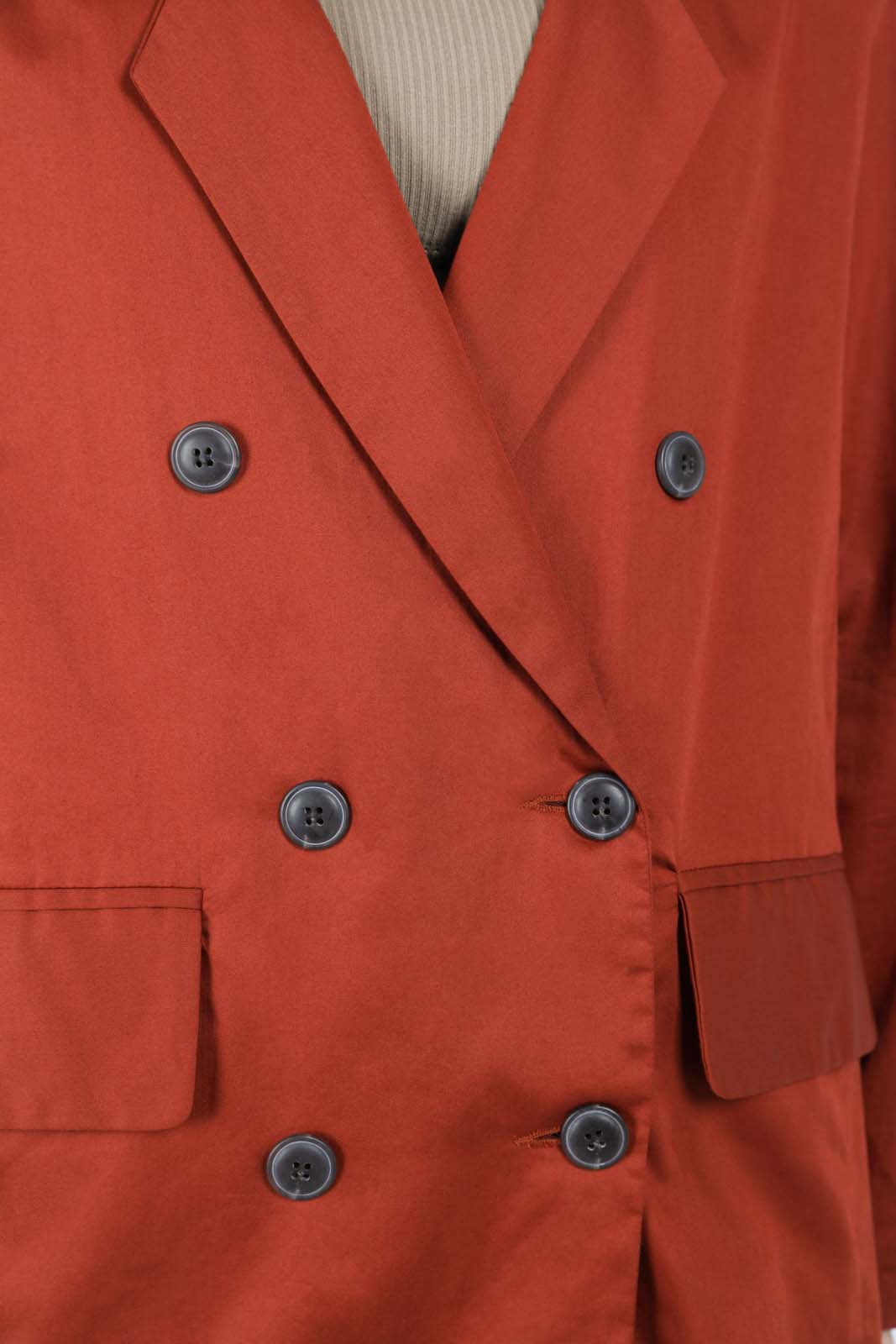 Burnt orange flap pocket silky blazer