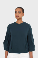 Dark green sharp seamed sleeve top