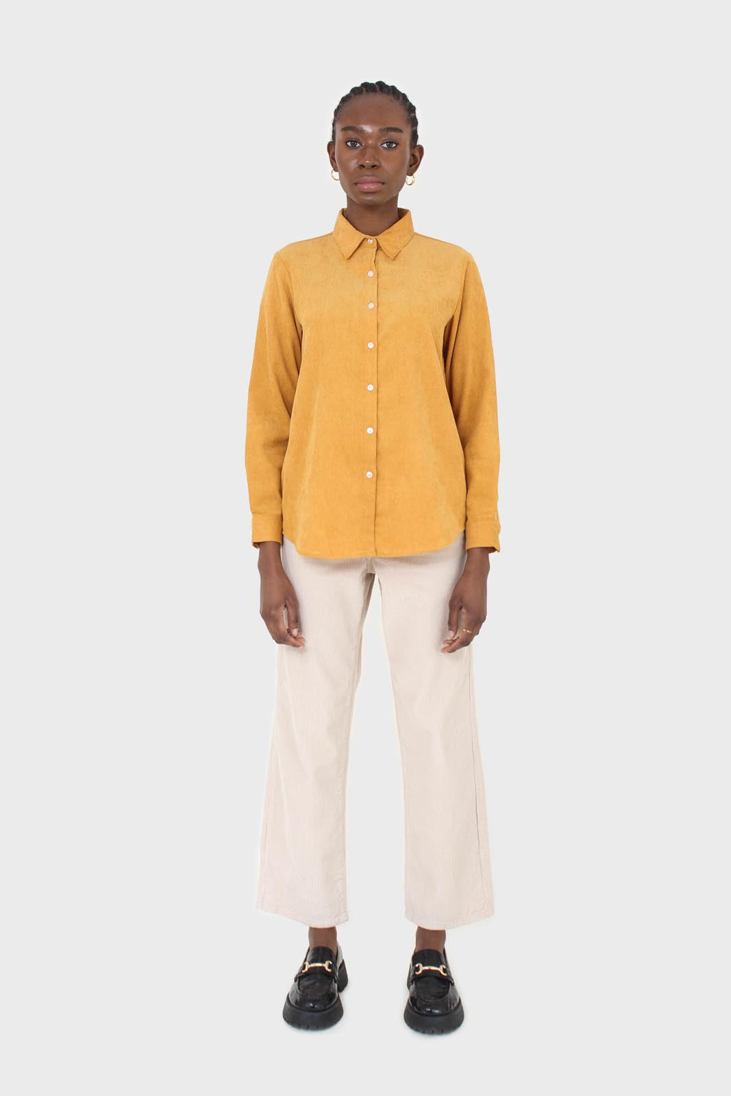 Mustard simple corduroy shirt