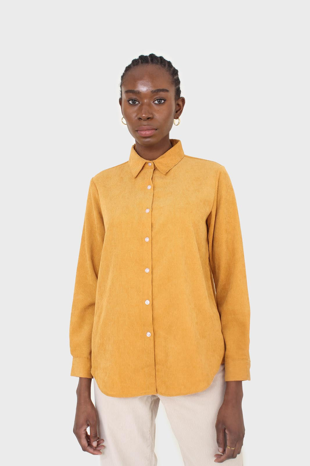 Mustard simple corduroy shirt