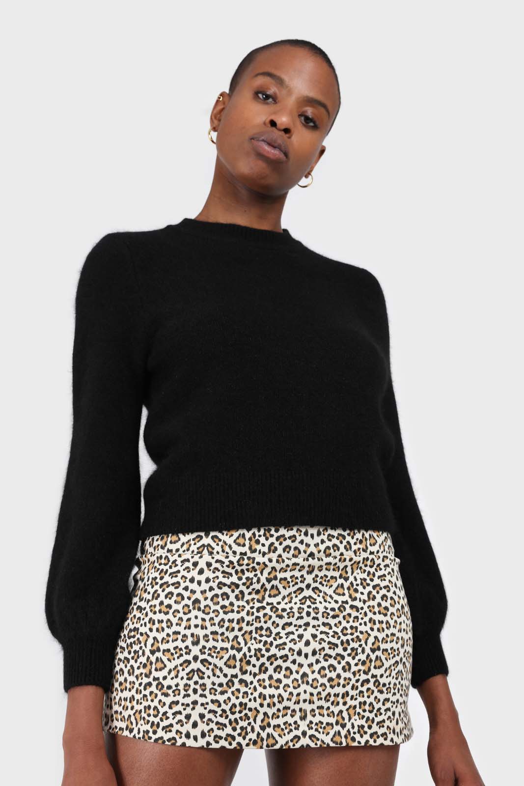 Ivory animal print mini skirt