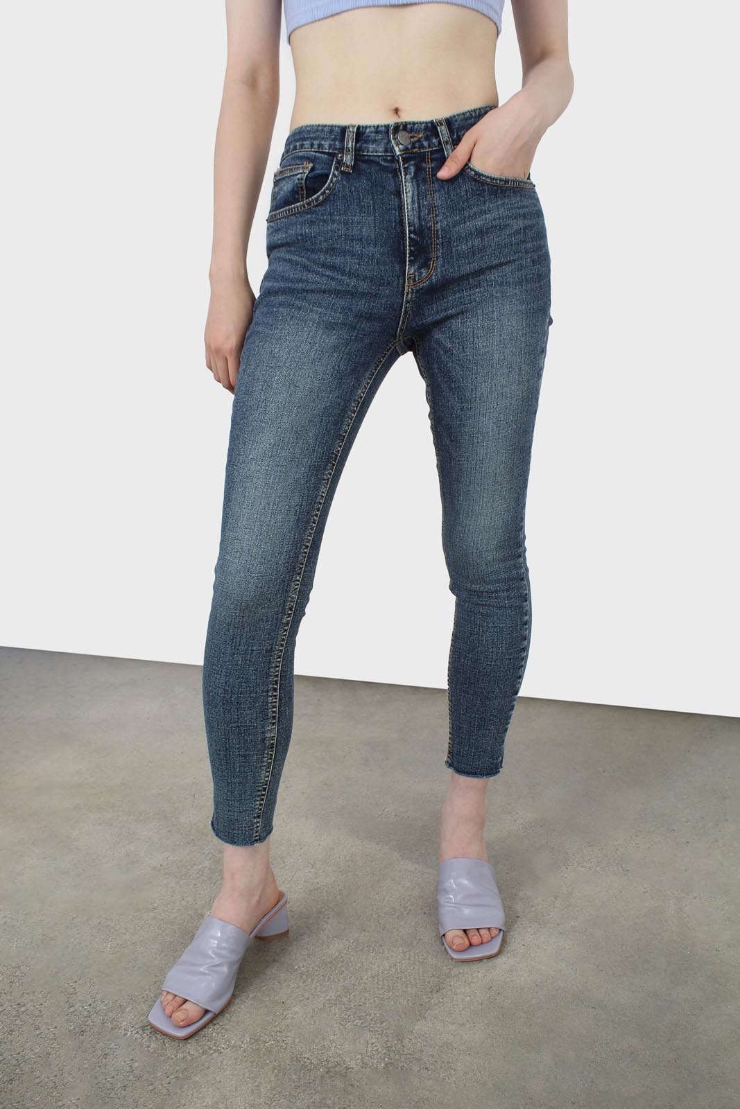 Mid blue skinny jeans-5354