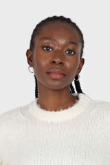 Ivory brush textured crew neck jumper