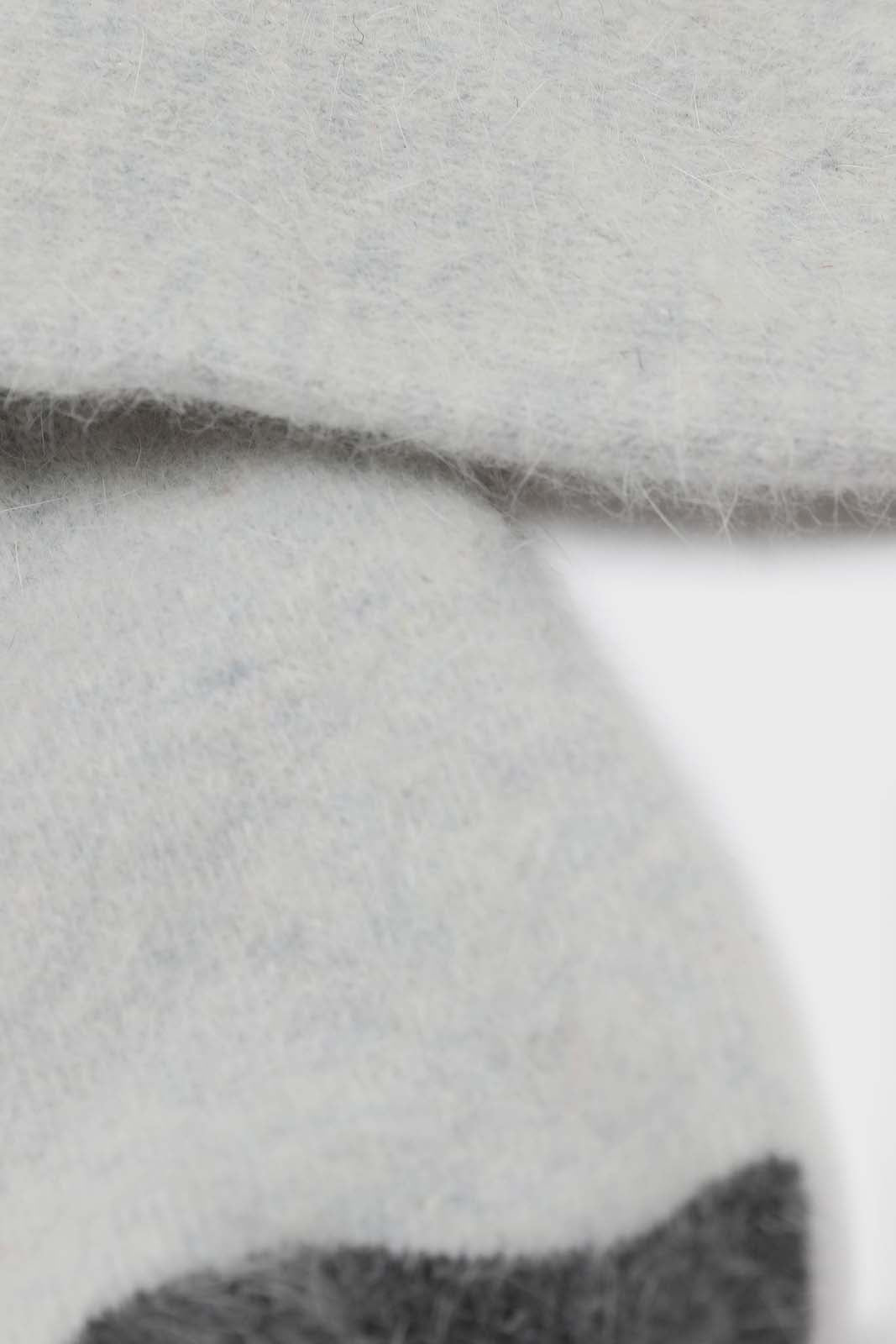 Ivory and charcoal furry color block angora socks