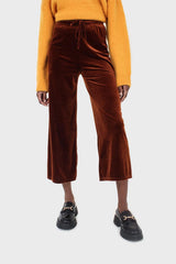 Brown velvet drawstring trousers