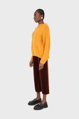 Brown velvet drawstring trousers