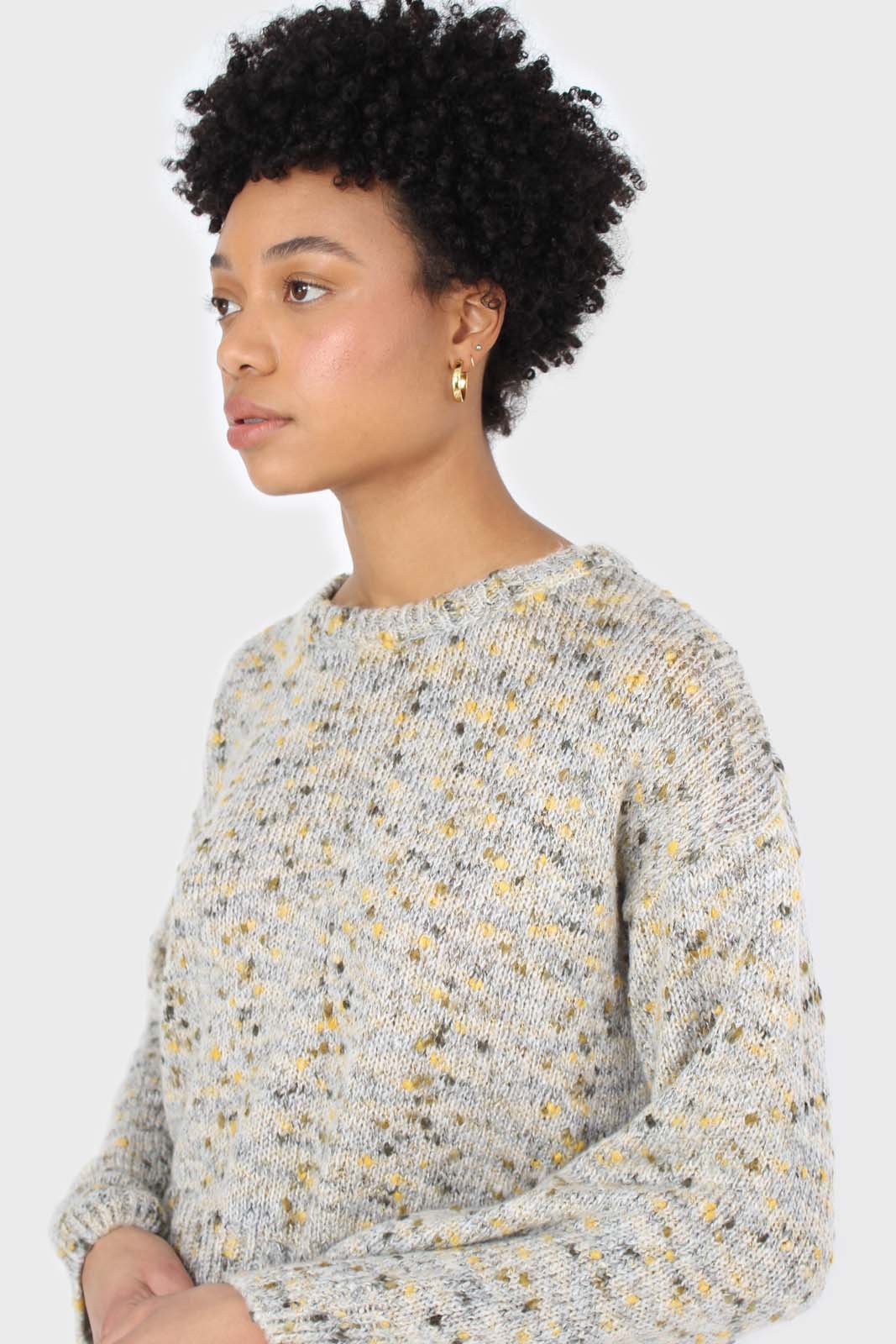 Grey and khaki rainbow crew neck jumper