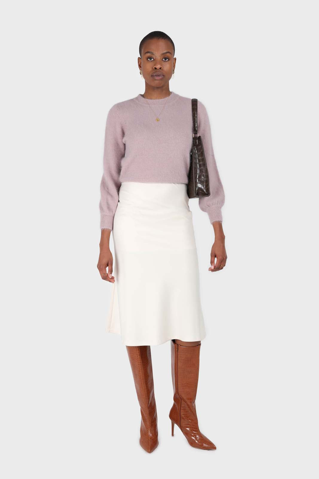 Cocoa balloon sleeve angora jumper