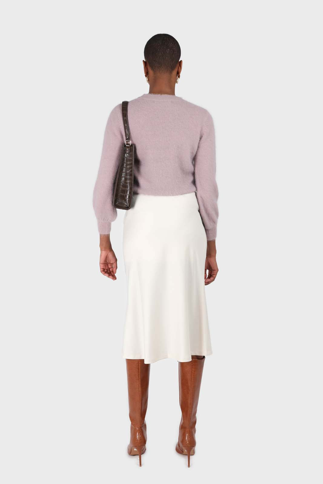 Cocoa balloon sleeve angora jumper