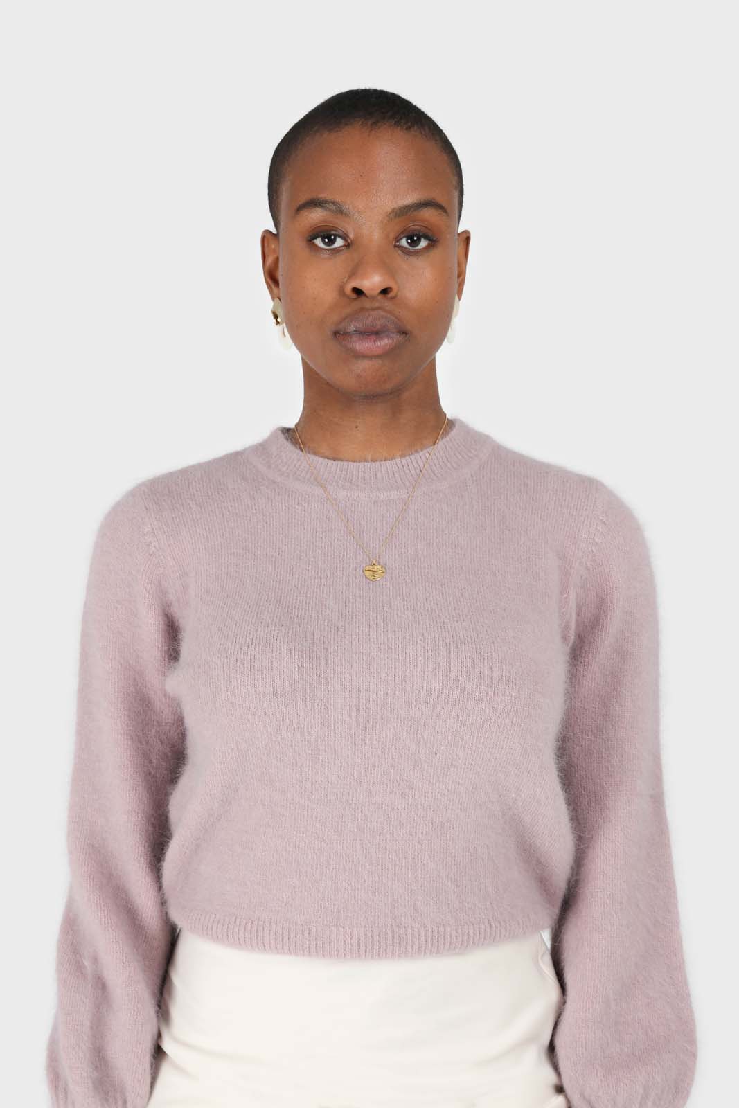 Cocoa balloon sleeve angora jumper