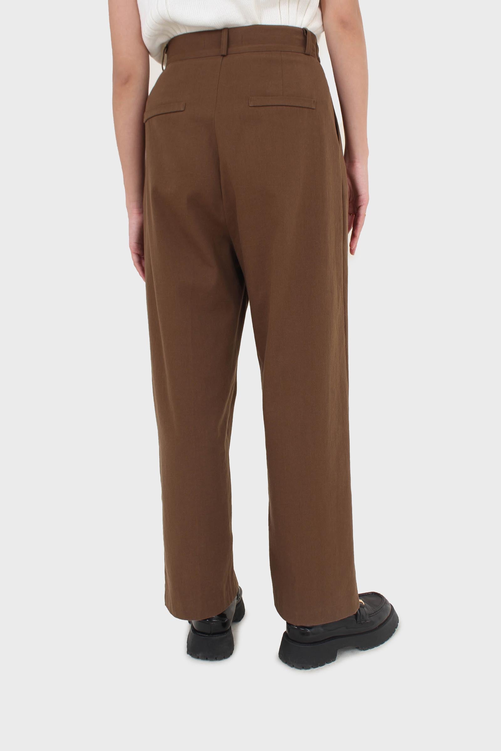 Brown two button waist wide leg trousers