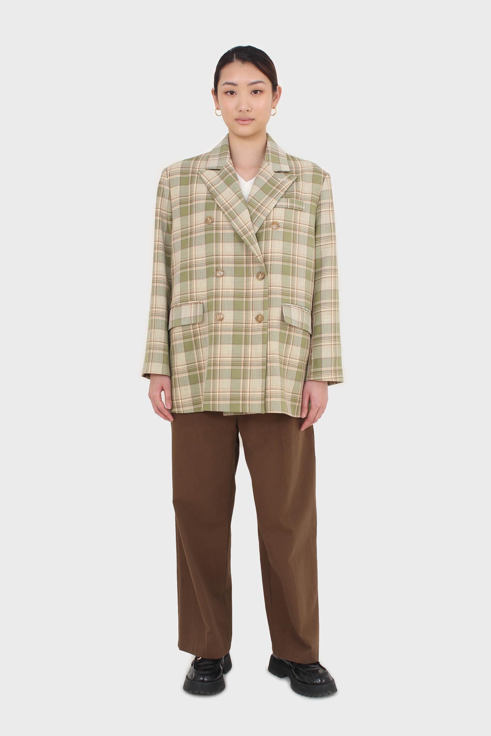 Brown two button waist wide leg trousers