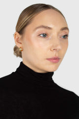 Black soft thin turtleneck jersey top