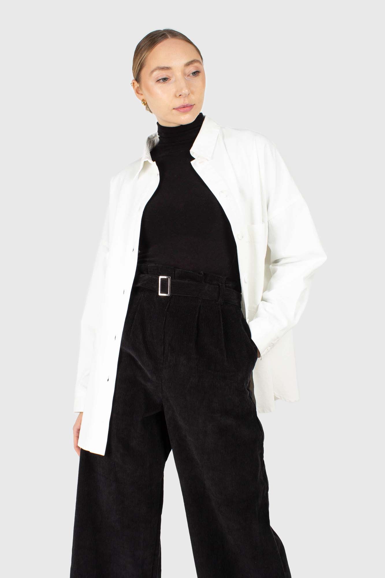 Black soft thin turtleneck jersey top