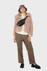 Pale pink poodle fur jacket