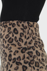 Brown leopard fleece mini skirt