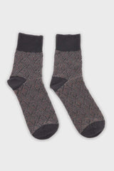 Grey diamond metallic color block socks