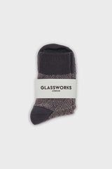 Grey diamond metallic color block socks