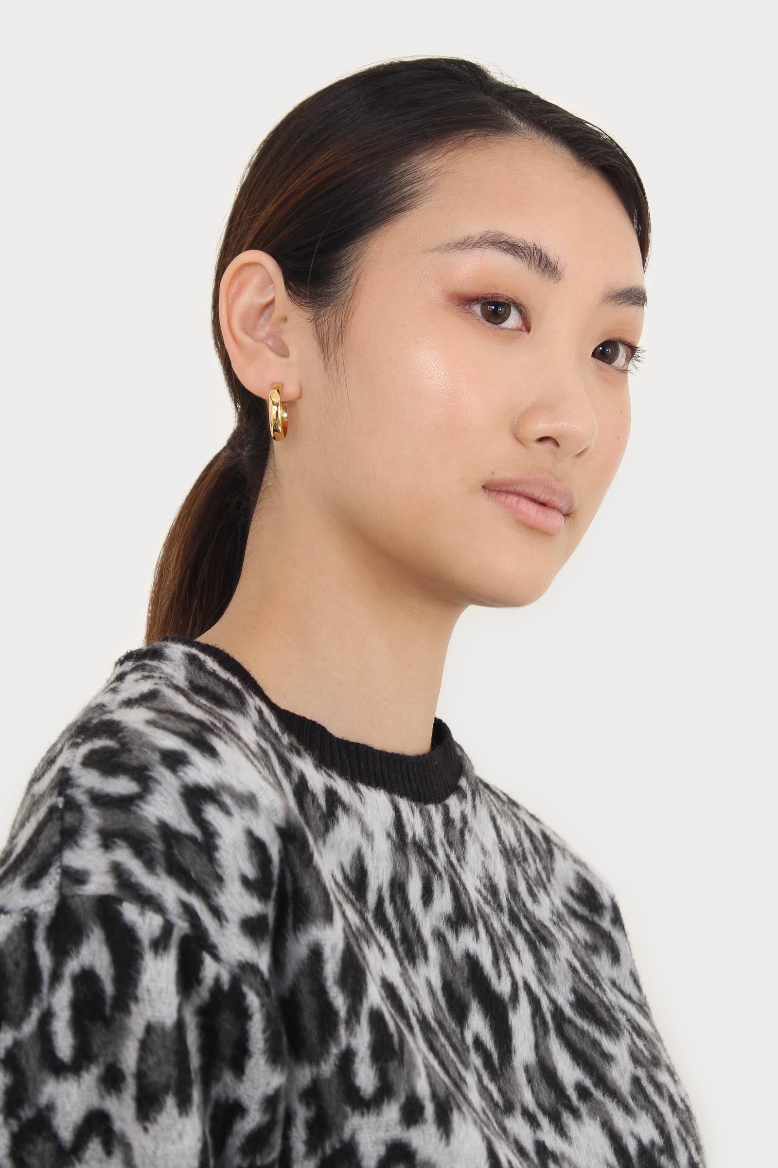 Black leopard brushed string hem sweatshirt