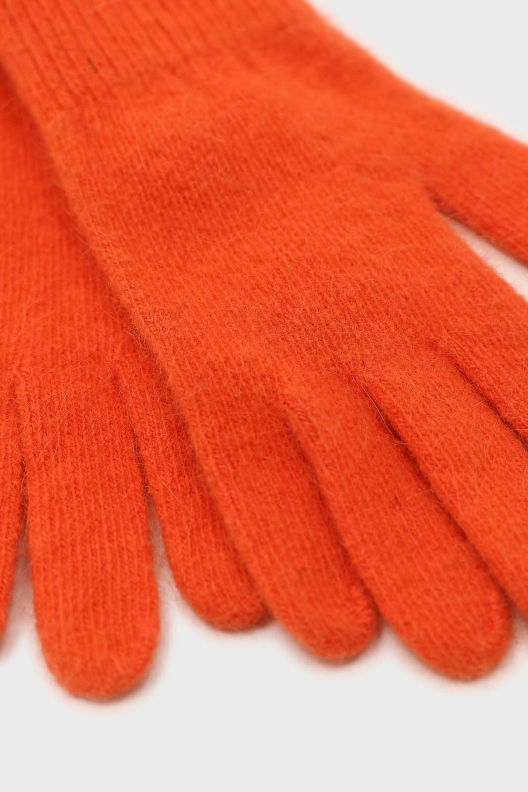 Bright orange mohair gloves