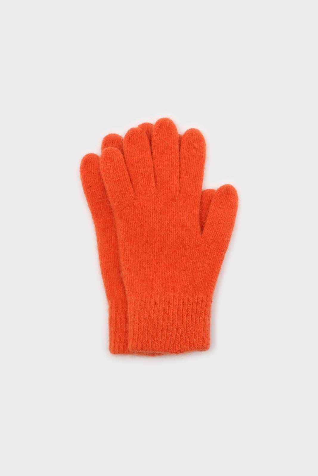Bright orange mohair gloves