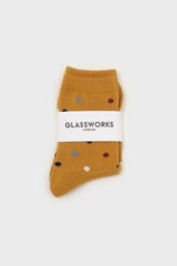 Yellow rainbow polka dots socks