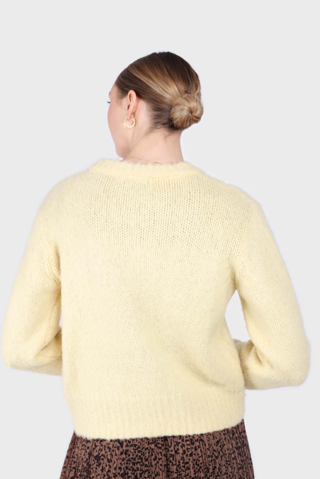 Yellow brush textured crew neck jumper