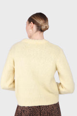 Yellow brush textured crew neck jumper