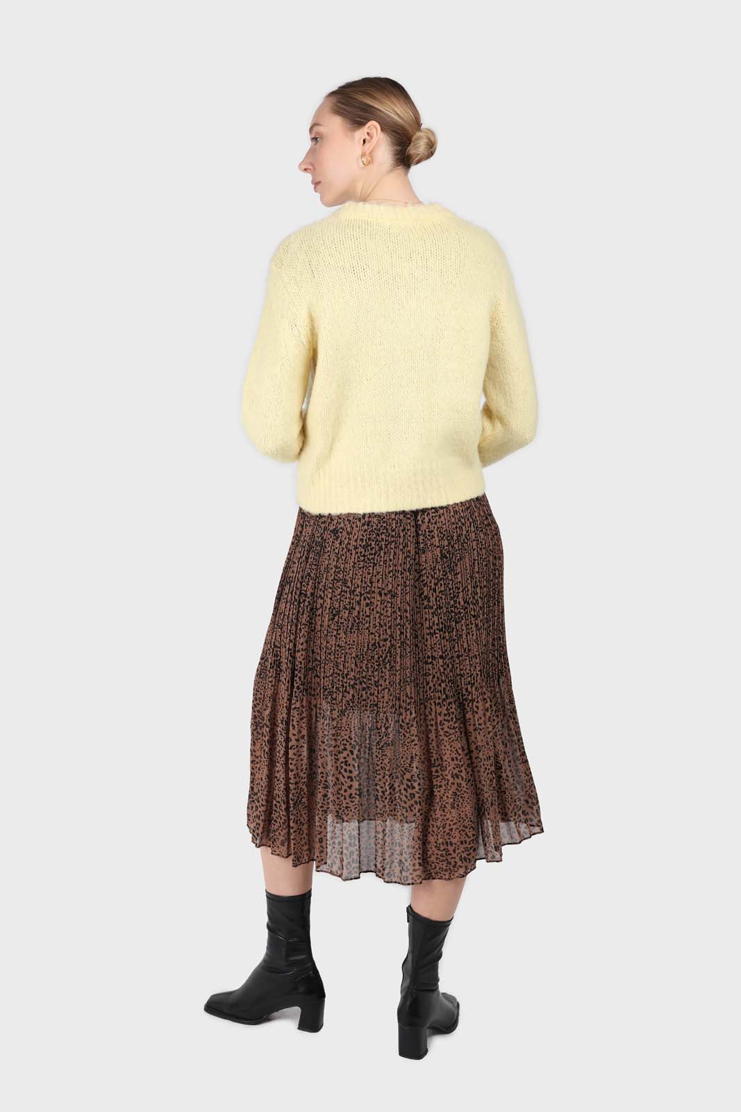 Yellow brush textured crew neck jumper