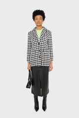 Black and white large houndstooth wool blazer