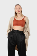 Oatmeal wool alpaca soft open cardigan