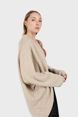 Oatmeal wool alpaca soft open cardigan