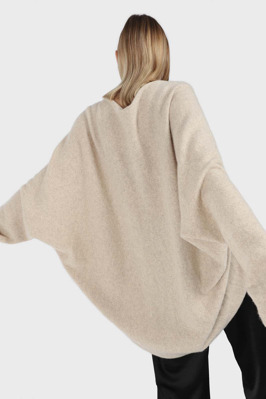 Oatmeal wool alpaca soft open cardigan