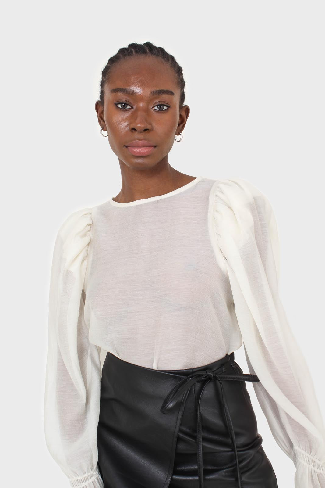 Black vegan leather wrapped tie mini skirt