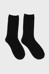Black smooth wool long socks