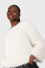 Ivory thick fuzzy tufts long sleeved top