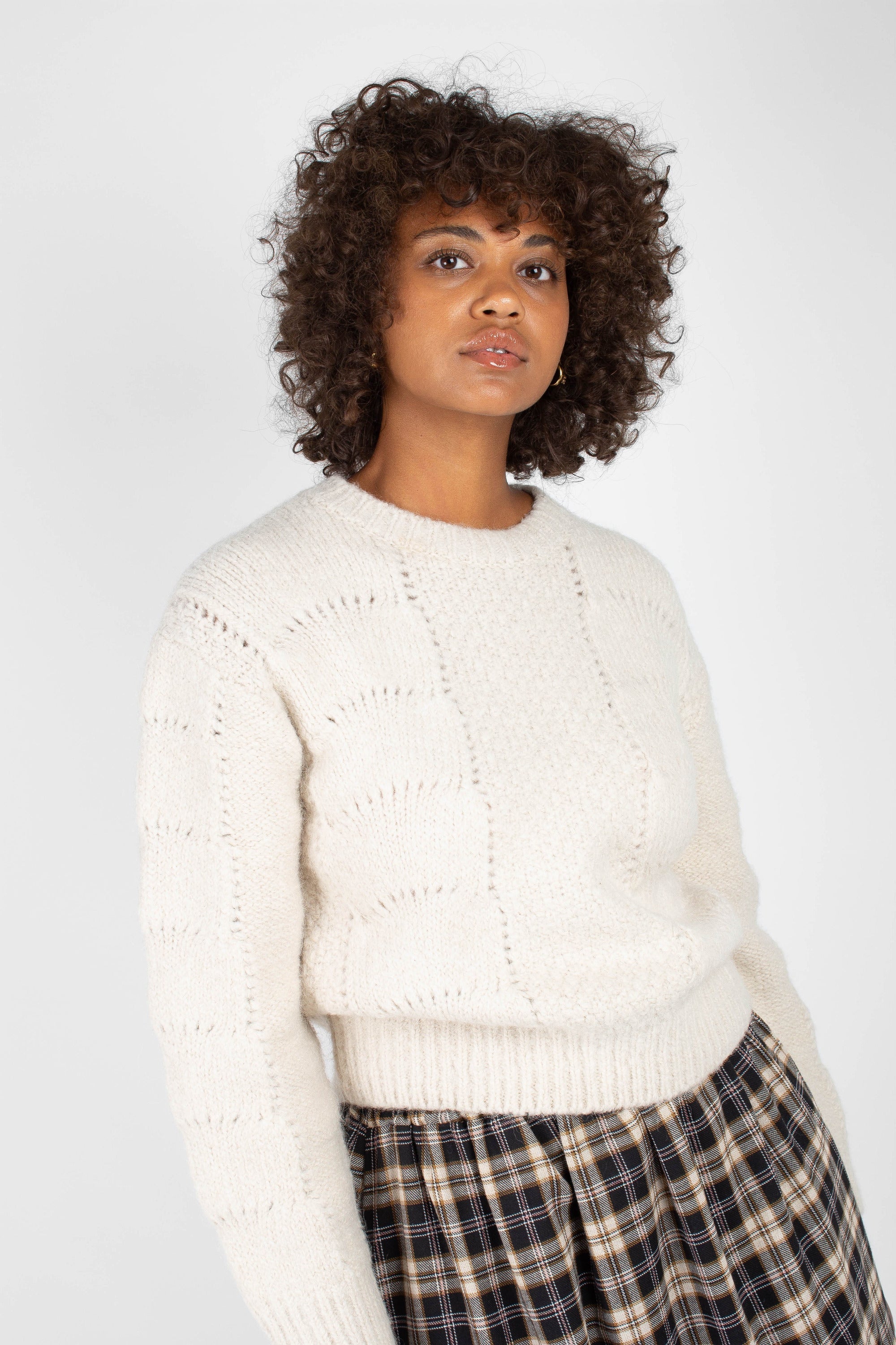 Ivory textured alpaca soft jumper