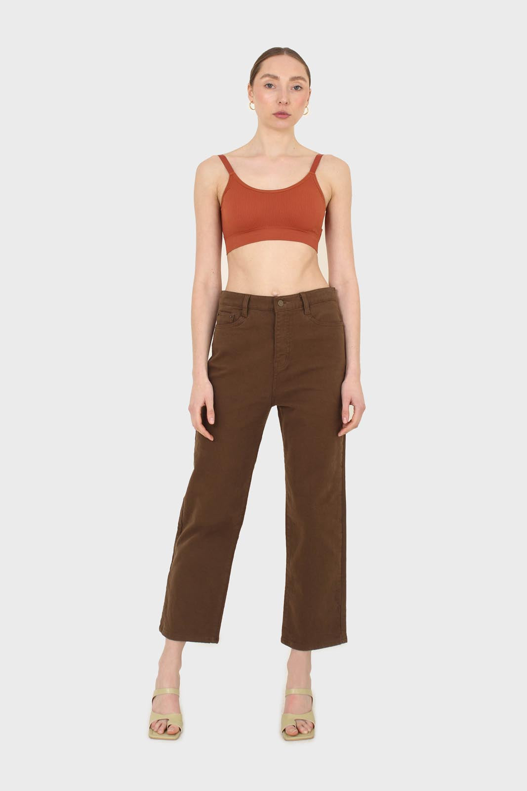 Brown soft touch mom jeans - 200
