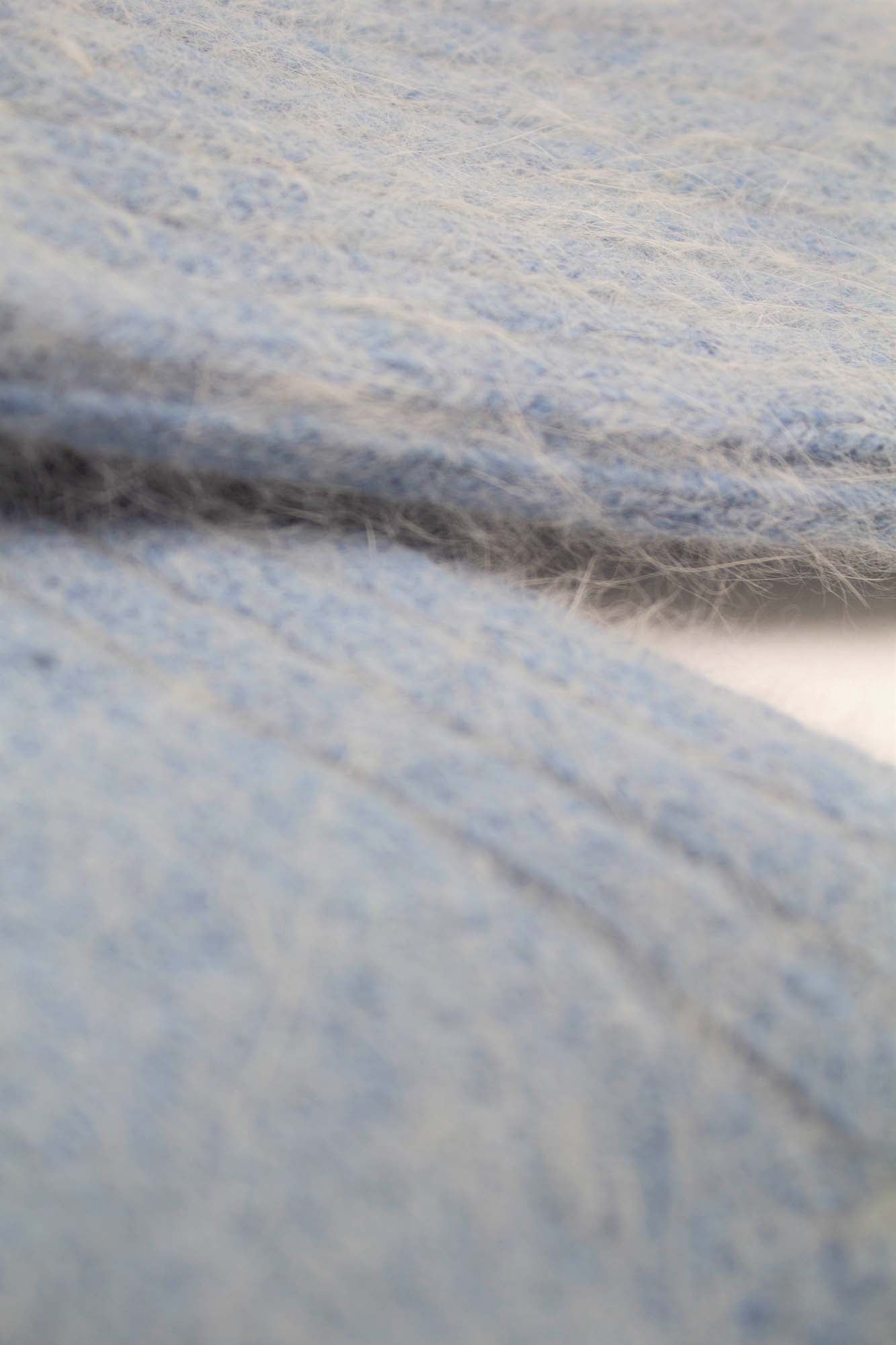 Sky blue large ribbed angora socks