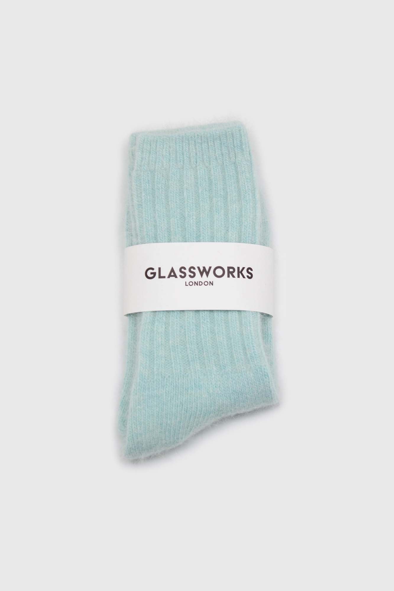 Mint green ribbed angora long socks