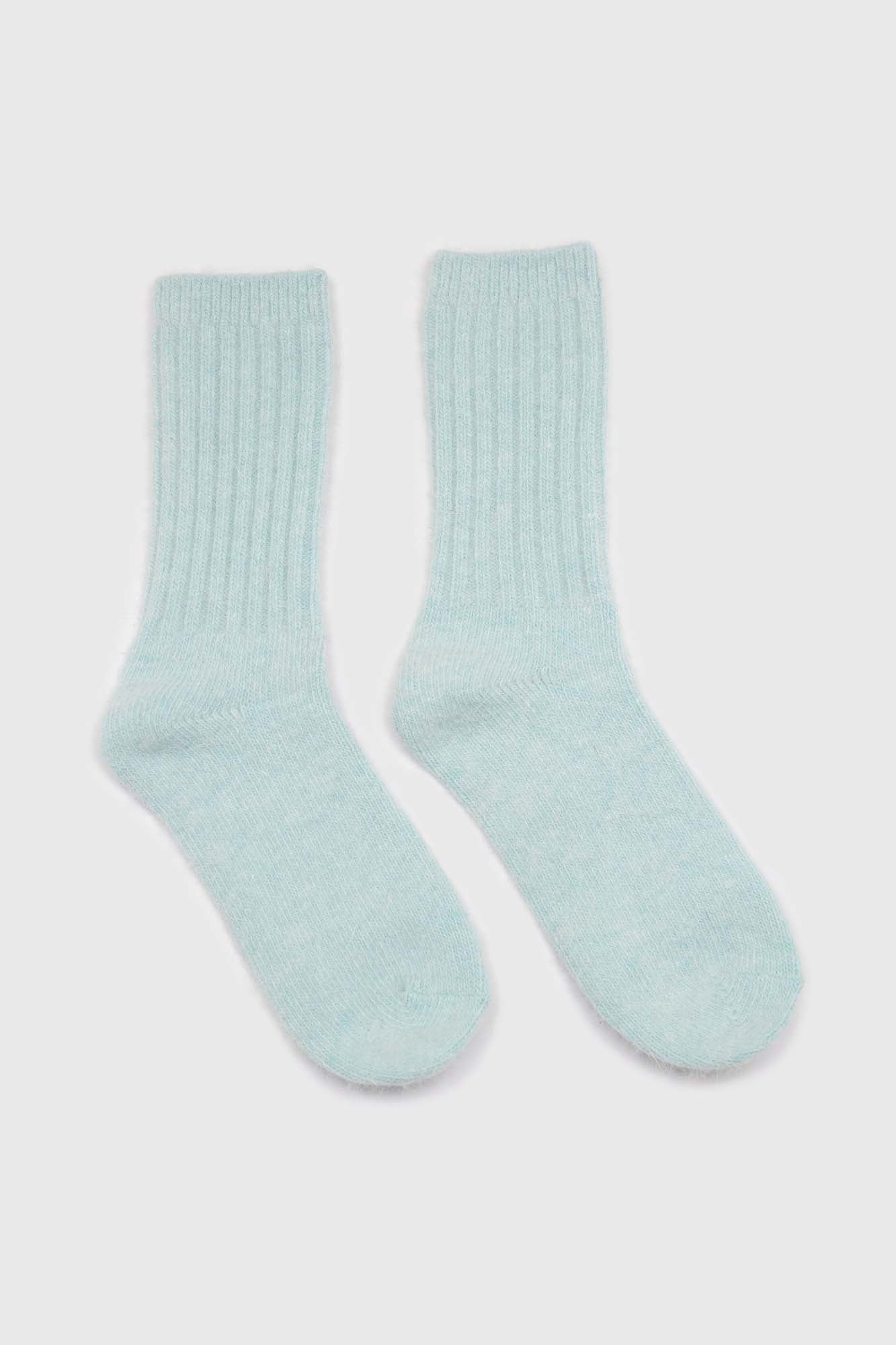 Mint green ribbed angora long socks