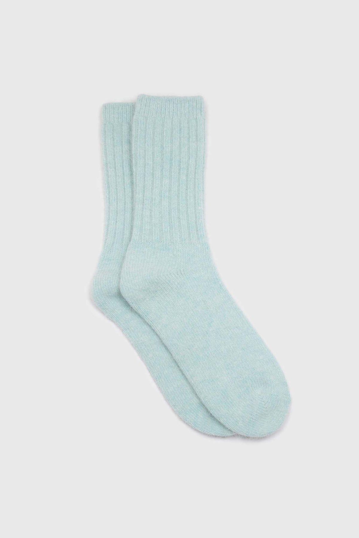 Mint green ribbed angora long socks