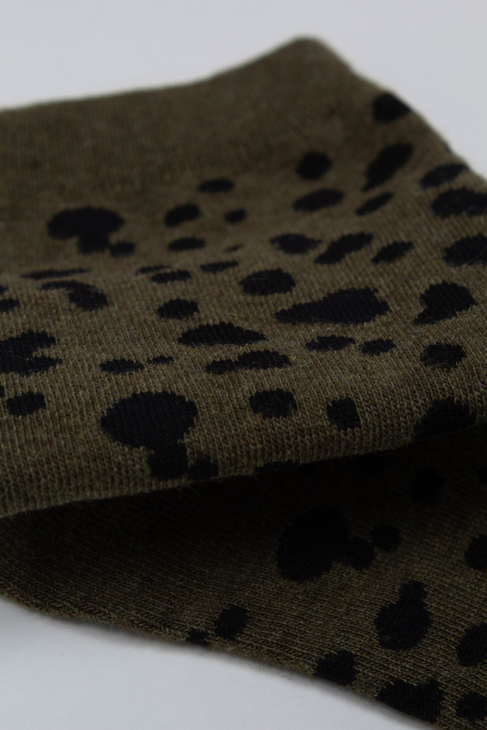 Khaki and black leopard socks