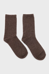 Brown smooth wool long socks