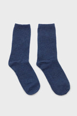 Blue smooth wool long socks