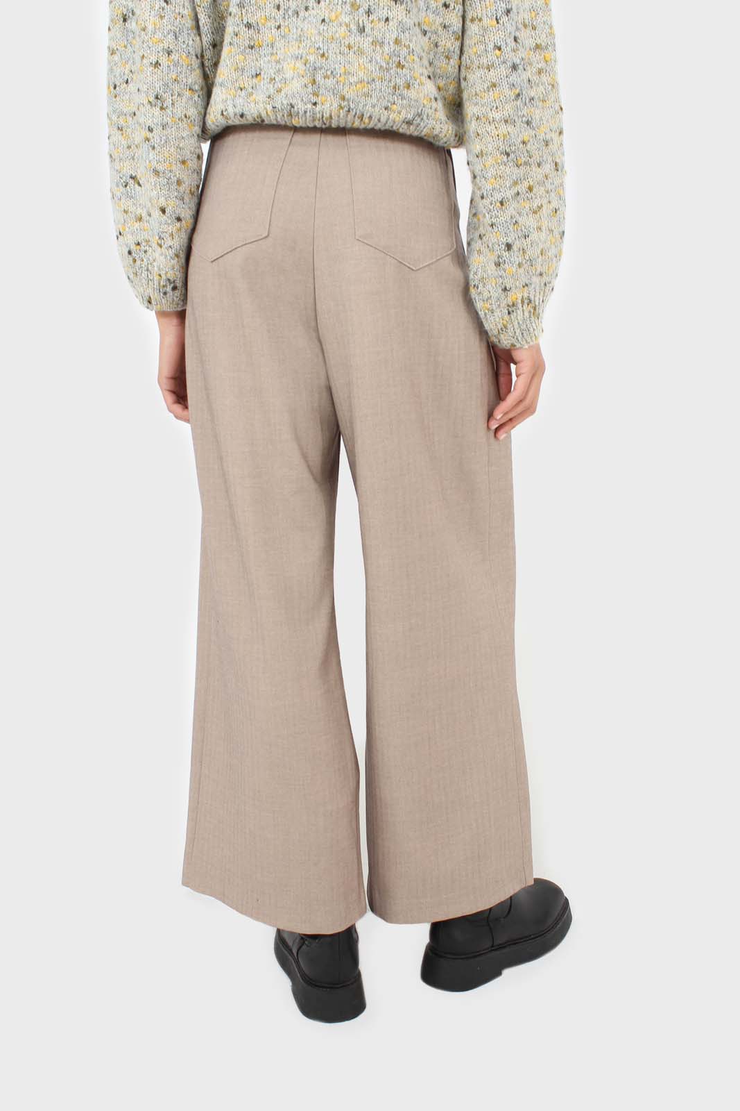 Beige herringbone smart tailored trousers