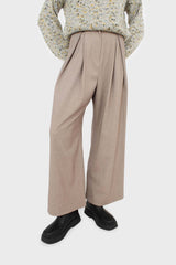 Beige herringbone smart tailored trousers