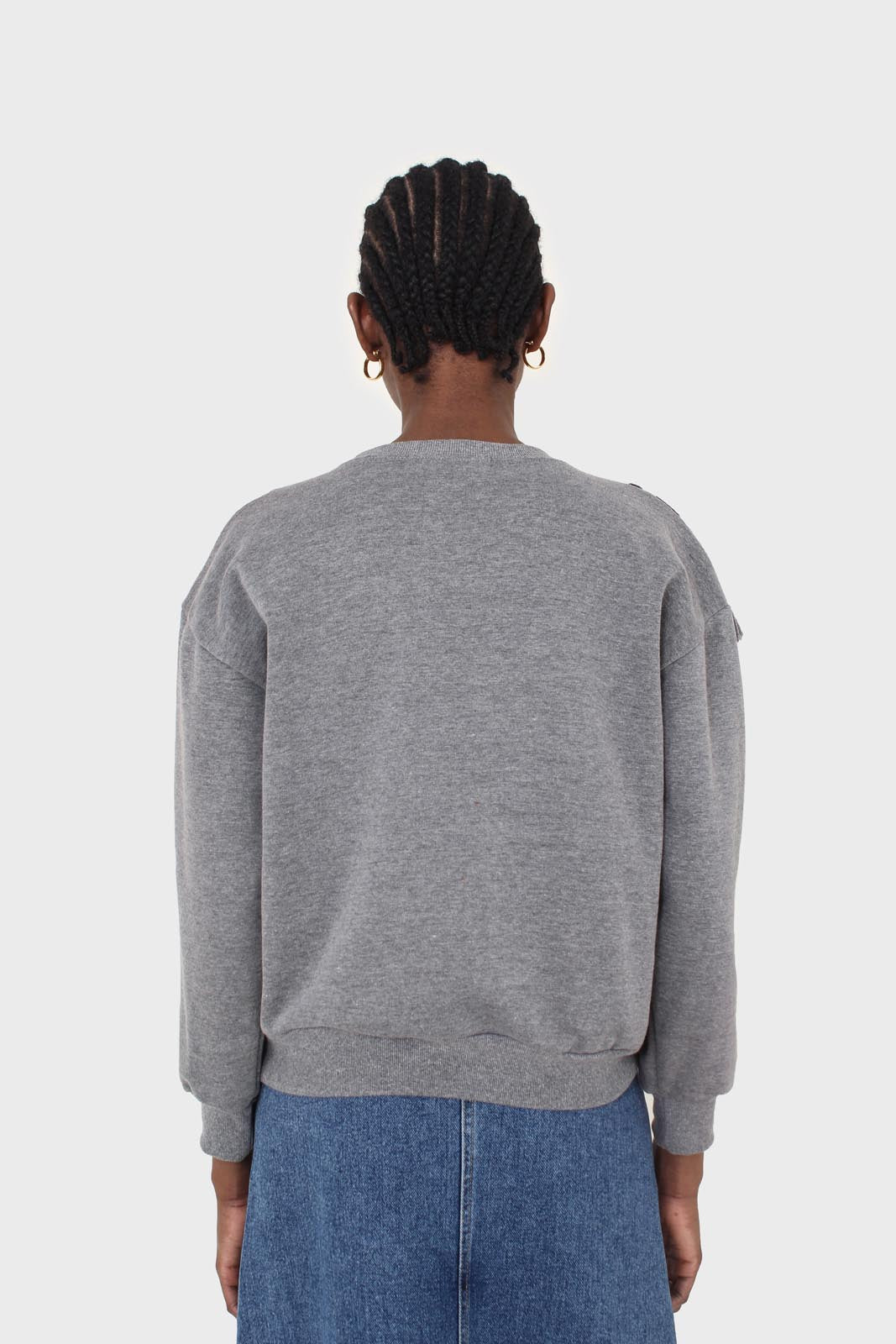 Grey V tweed fringe sweatshirt