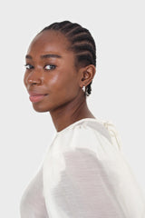 Ivory sheer organza puff sleeved blouse