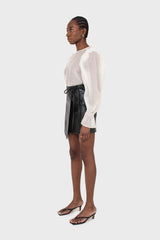 Ivory sheer organza puff sleeved blouse